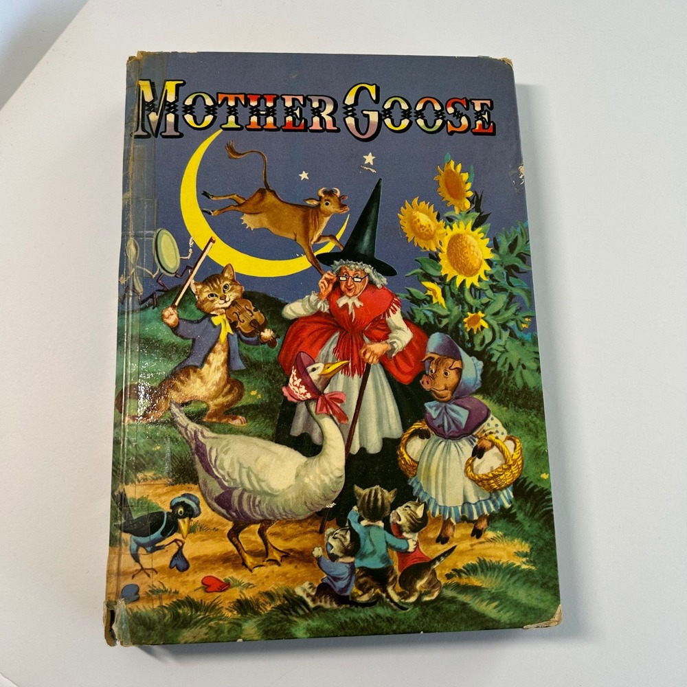 Vintage 1953 Mother Goose Hardcover Whitman Publishing Nursery Rhyme Illustrated